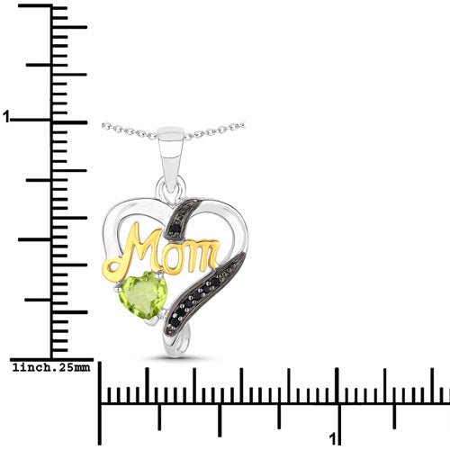 0.49 Carat Genuine Peridot and Black Spinel .925 Sterling Silver Pendant - Pendants - Custom Crafting Alliance, LLC
