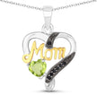 0.49 Carat Genuine Peridot and Black Spinel .925 Sterling Silver Pendant - Pendants - Custom Crafting Alliance, LLC