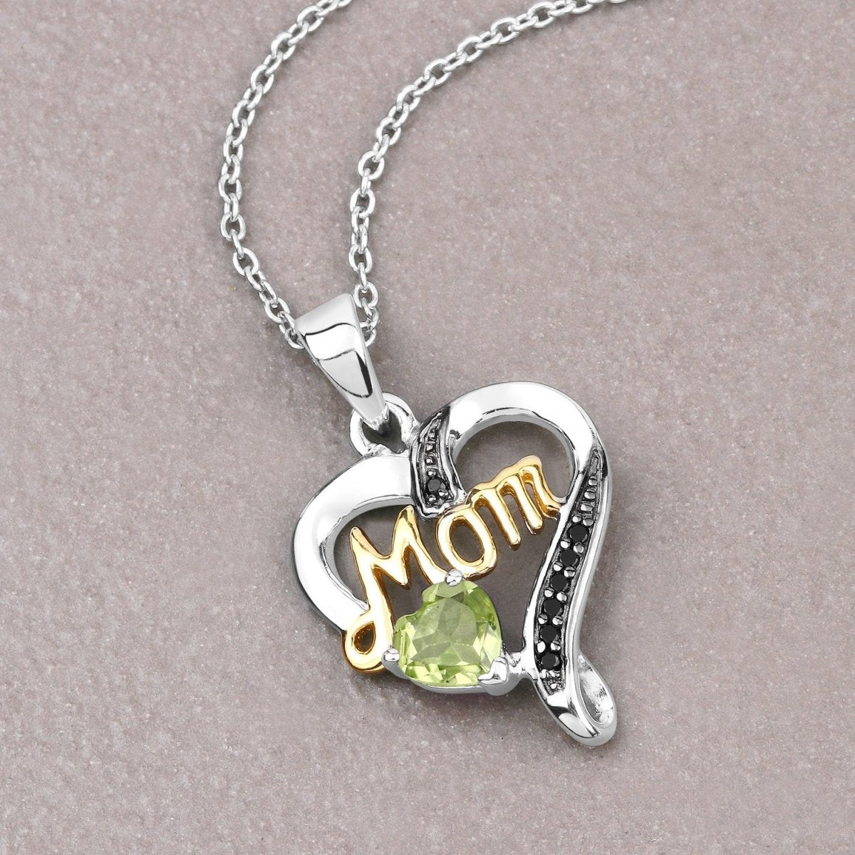 0.49 Carat Genuine Peridot and Black Spinel .925 Sterling Silver Pendant - Pendants - Custom Crafting Alliance, LLC