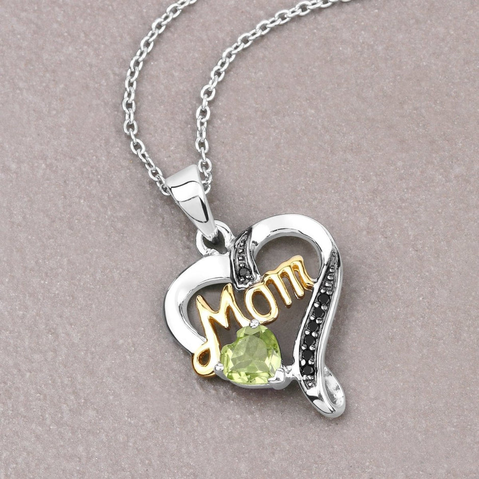 0.49 Carat Genuine Peridot and Black Spinel .925 Sterling Silver Pendant - Pendants - Custom Crafting Alliance, LLC