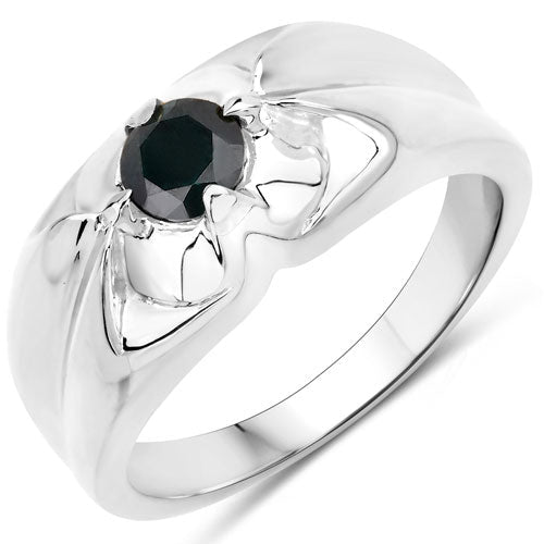 0.50 Carat Genuine Black Diamond .925 Sterling Silver Ring - Rings - Custom Crafting Alliance, LLC