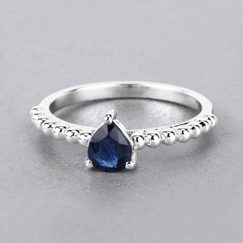 0.50 Carat Genuine Blue Sapphire 14K White Gold Ring - Rings - Custom Crafting Alliance, LLC