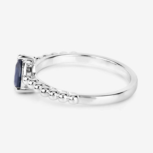 0.50 Carat Genuine Blue Sapphire 14K White Gold Ring - Rings - Custom Crafting Alliance, LLC