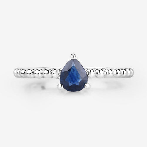 0.50 Carat Genuine Blue Sapphire 14K White Gold Ring - Rings - Custom Crafting Alliance, LLC