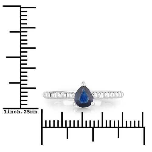 0.50 Carat Genuine Blue Sapphire 14K White Gold Ring - Rings - Custom Crafting Alliance, LLC
