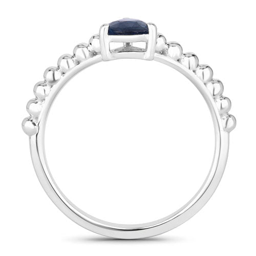 0.50 Carat Genuine Blue Sapphire 14K White Gold Ring - Rings - Custom Crafting Alliance, LLC