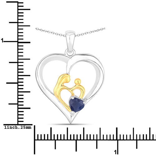 0.50 Carat Genuine Blue Sapphire .925 Sterling Silver Pendant - Pendants - Custom Crafting Alliance, LLC