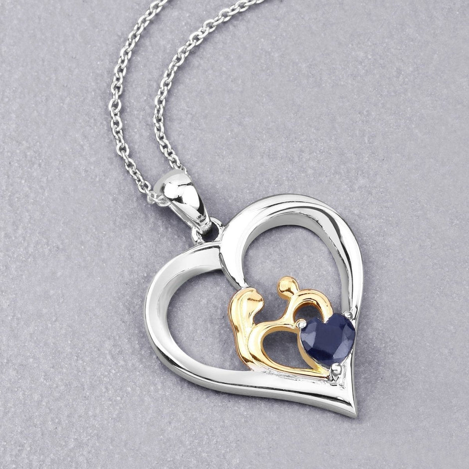 0.50 Carat Genuine Blue Sapphire .925 Sterling Silver Pendant - Pendants - Custom Crafting Alliance, LLC