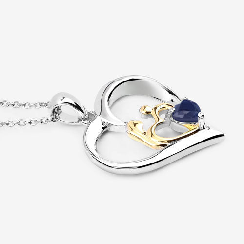 0.50 Carat Genuine Blue Sapphire .925 Sterling Silver Pendant - Pendants - Custom Crafting Alliance, LLC