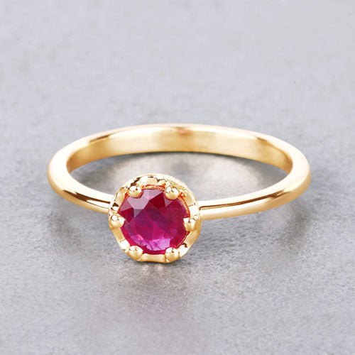 0.50 Carat Genuine Ruby 14K Yellow Gold Ring - Rings - Custom Crafting Alliance, LLC