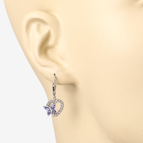 0.50 Carat Genuine Tanzanite and Created White Sapphire .925 Sterling Silver Earrings - Earrings - Custom Crafting Alliance, LLC