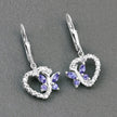 0.50 Carat Genuine Tanzanite and Created White Sapphire .925 Sterling Silver Earrings - Earrings - Custom Crafting Alliance, LLC