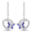 0.50 Carat Genuine Tanzanite and Created White Sapphire .925 Sterling Silver Earrings - Earrings - Custom Crafting Alliance, LLC