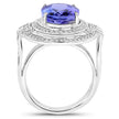 14K White Gold 6.83 Carat Genuine Tanzanite and White Diamond Ring