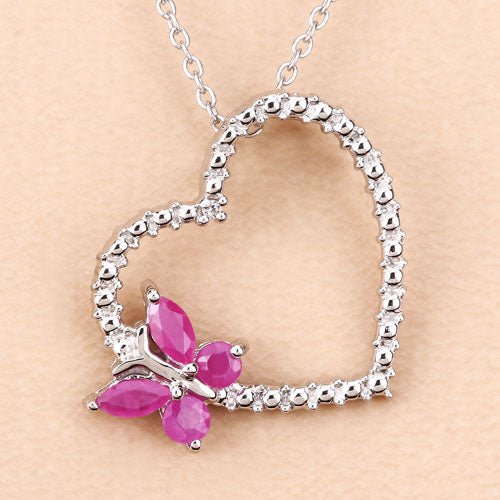 0.52 Carat Genuine Ruby and Created White Sapphire .925 Sterling Silver Pendant - Pendants - Custom Crafting Alliance, LLC