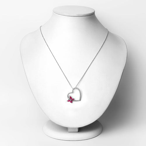 0.52 Carat Genuine Ruby and Created White Sapphire .925 Sterling Silver Pendant - Pendants - Custom Crafting Alliance, LLC