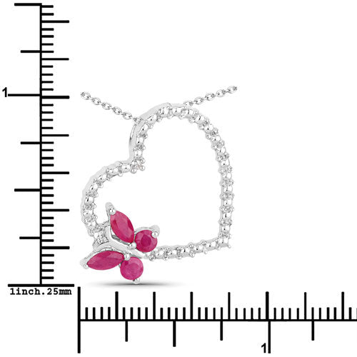 0.52 Carat Genuine Ruby and Created White Sapphire .925 Sterling Silver Pendant - Pendants - Custom Crafting Alliance, LLC