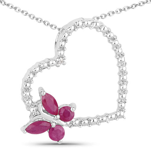 0.52 Carat Genuine Ruby and Created White Sapphire .925 Sterling Silver Pendant - Pendants - Custom Crafting Alliance, LLC