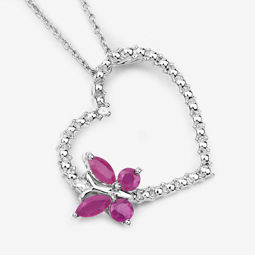 0.52 Carat Genuine Ruby and Created White Sapphire .925 Sterling Silver Pendant - Pendants - Custom Crafting Alliance, LLC
