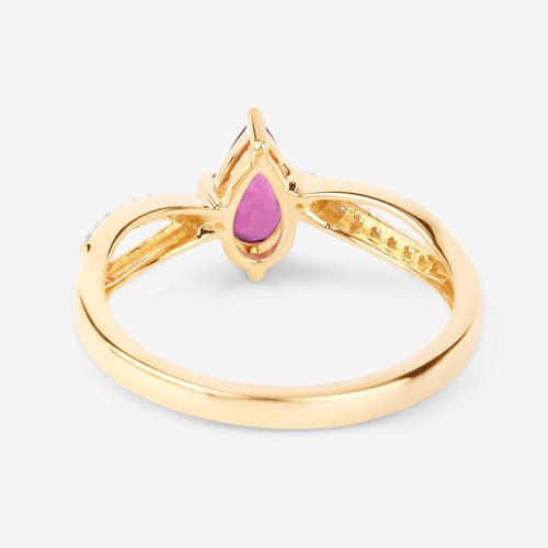 0.52 Carat Genuine Ruby and White Diamond 14K Yellow Gold Ring - Rings - Custom Crafting Alliance, LLC