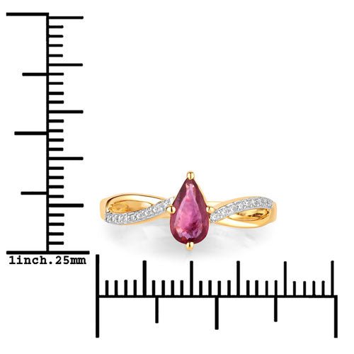 0.52 Carat Genuine Ruby and White Diamond 14K Yellow Gold Ring - Rings - Custom Crafting Alliance, LLC