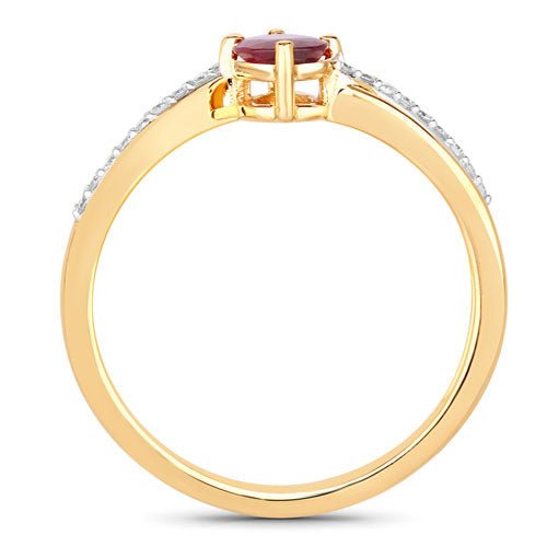 0.52 Carat Genuine Ruby and White Diamond 14K Yellow Gold Ring - Rings - Custom Crafting Alliance, LLC