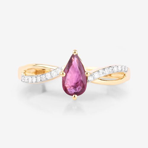 0.52 Carat Genuine Ruby and White Diamond 14K Yellow Gold Ring - Rings - Custom Crafting Alliance, LLC