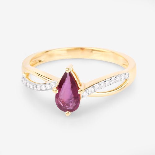 0.52 Carat Genuine Ruby and White Diamond 14K Yellow Gold Ring - Rings - Custom Crafting Alliance, LLC