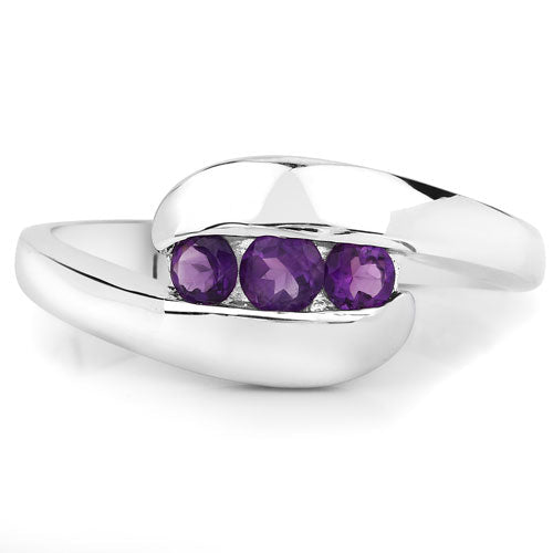 0.54 Carat Genuine Amethyst .925 Sterling Silver Ring - Rings - Custom Crafting Alliance, LLC