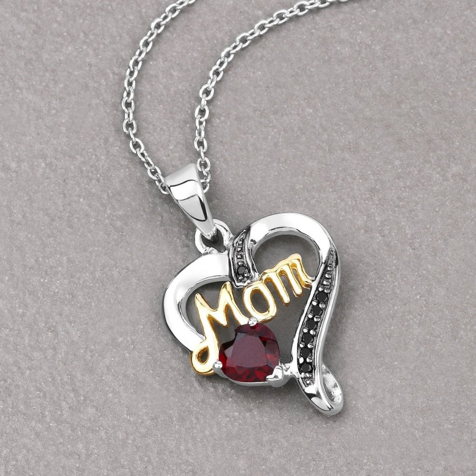 0.55 Carat Genuine Garnet and Black Spinel .925 Sterling Silver Pendant - Pendants - Custom Crafting Alliance, LLC
