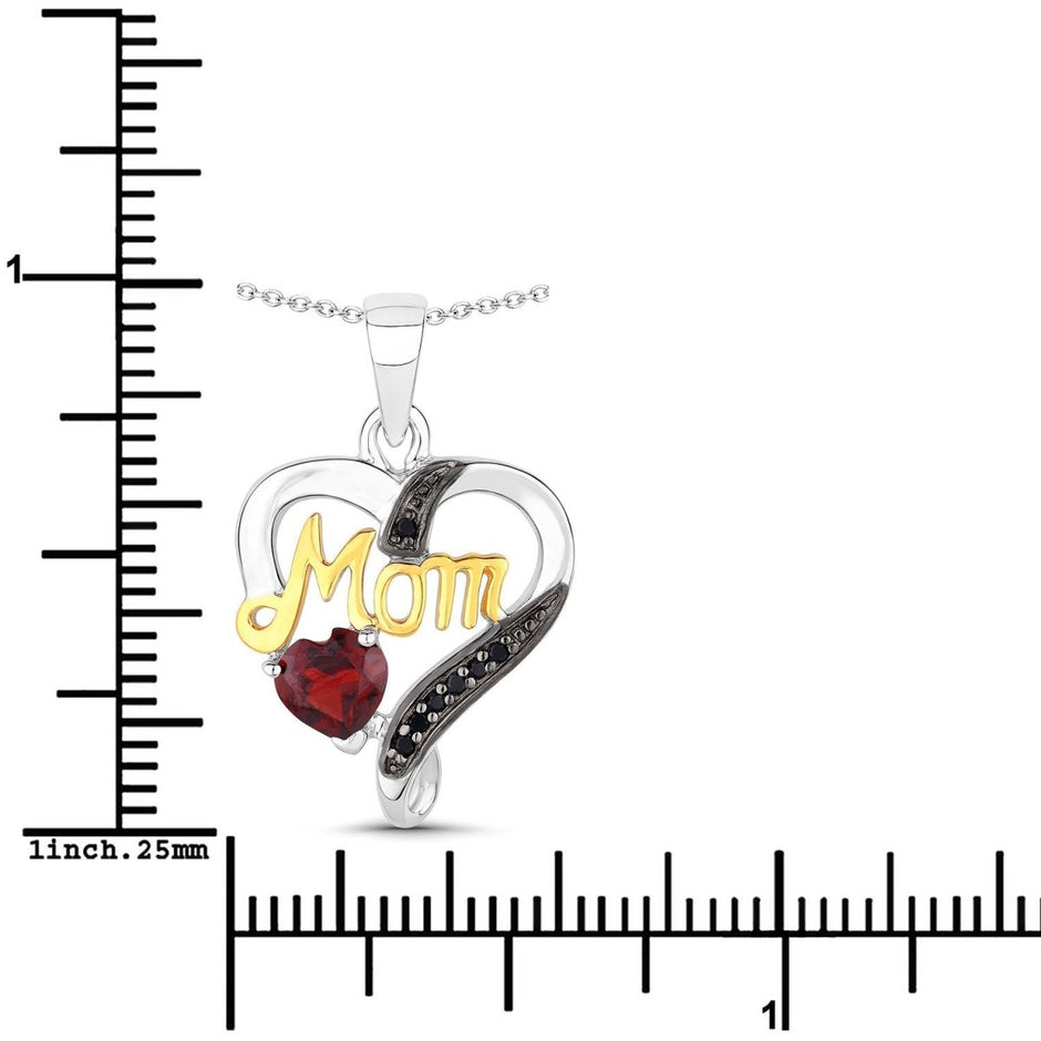 0.55 Carat Genuine Garnet and Black Spinel .925 Sterling Silver Pendant - Pendants - Custom Crafting Alliance, LLC
