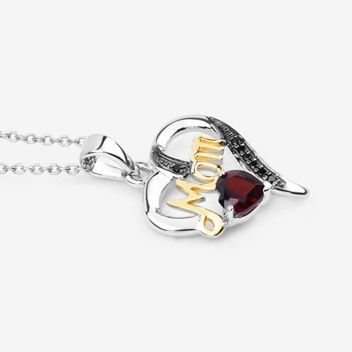 0.55 Carat Genuine Garnet and Black Spinel .925 Sterling Silver Pendant - Pendants - Custom Crafting Alliance, LLC