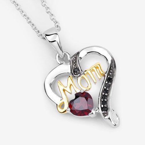 0.55 Carat Genuine Garnet and Black Spinel .925 Sterling Silver Pendant - Pendants - Custom Crafting Alliance, LLC