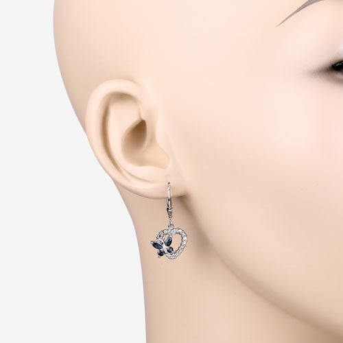0.57 Carat Genuine Blue Sapphire and Created White Sapphire .925 Sterling Silver Earrings - Earrings - Custom Crafting Alliance, LLC