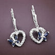 0.57 Carat Genuine Blue Sapphire and Created White Sapphire .925 Sterling Silver Earrings - Earrings - Custom Crafting Alliance, LLC