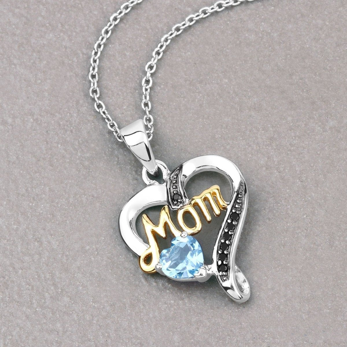 0.57 Carat Genuine Swiss Blue Topaz and Black Spinel .925 Sterling Silver Pendant - Pendants - Custom Crafting Alliance, LLC