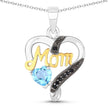 0.57 Carat Genuine Swiss Blue Topaz and Black Spinel .925 Sterling Silver Pendant - Pendants - Custom Crafting Alliance, LLC