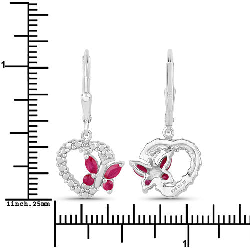 0.59 Carat Genuine Ruby and Created White Sapphire .925 Sterling Silver Earrings - Earrings - Custom Crafting Alliance, LLC