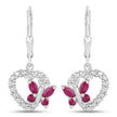 0.59 Carat Genuine Ruby and Created White Sapphire .925 Sterling Silver Earrings - Earrings - Custom Crafting Alliance, LLC