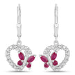 0.59 Carat Genuine Ruby and Created White Sapphire .925 Sterling Silver Earrings - Earrings - Custom Crafting Alliance, LLC
