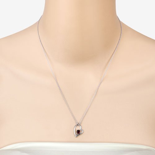 0.60 Carat Genuine Garnet .925 Sterling Silver Necklace - Necklaces - Custom Crafting Alliance, LLC