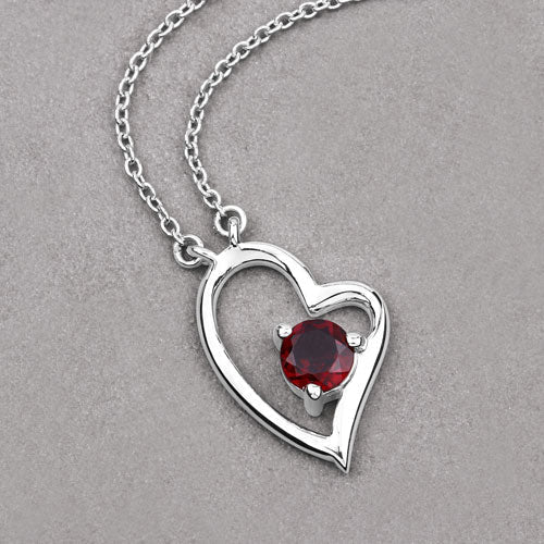 0.60 Carat Genuine Garnet .925 Sterling Silver Necklace - Necklaces - Custom Crafting Alliance, LLC