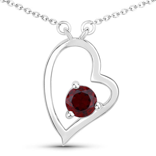 0.60 Carat Genuine Garnet .925 Sterling Silver Necklace - Necklaces - Custom Crafting Alliance, LLC