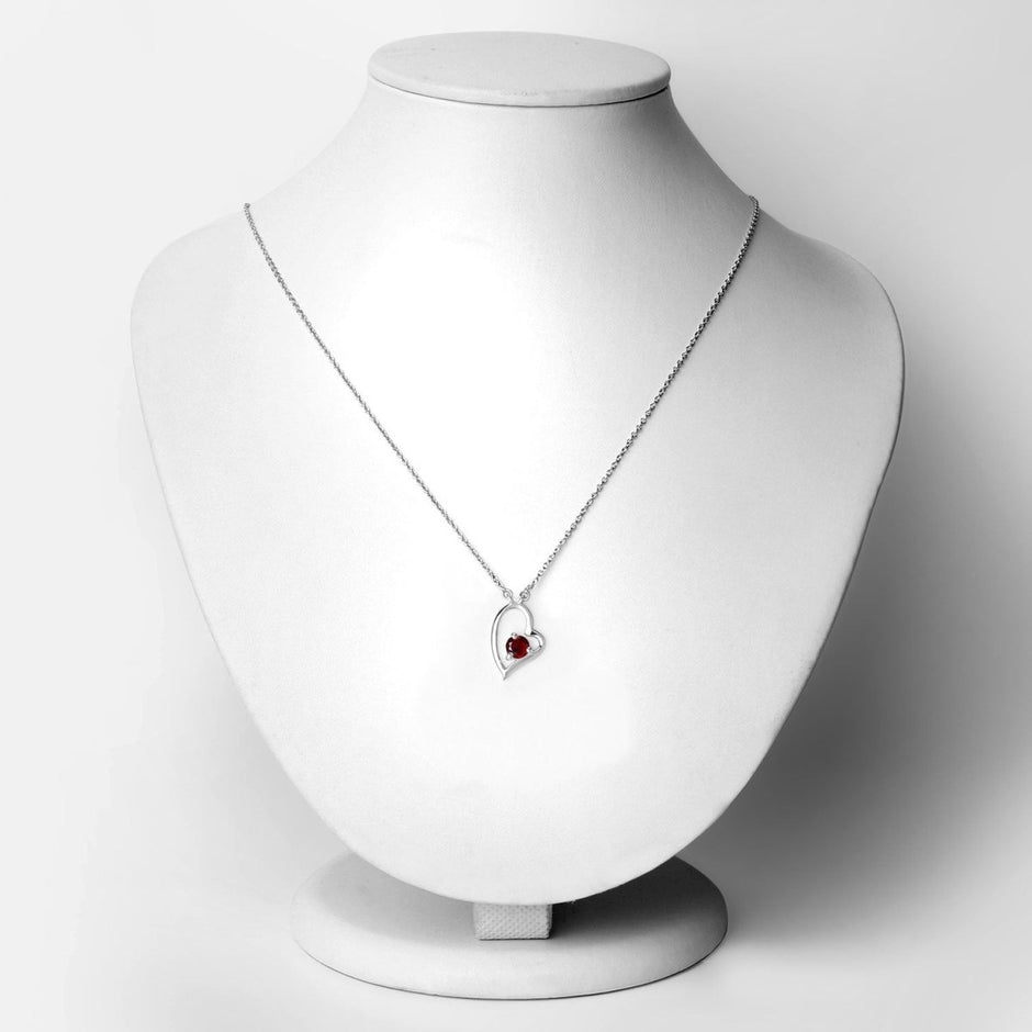 0.60 Carat Genuine Garnet .925 Sterling Silver Necklace - Necklaces - Custom Crafting Alliance, LLC