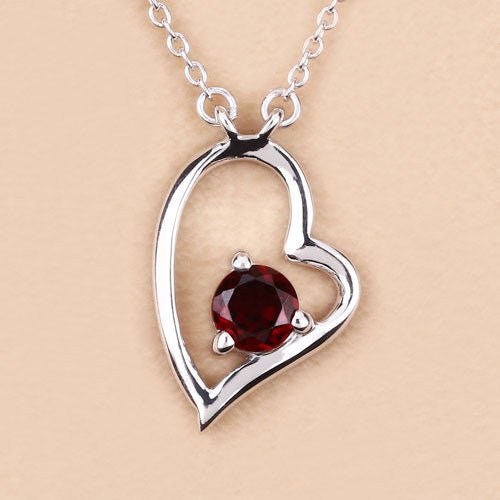 0.60 Carat Genuine Garnet .925 Sterling Silver Necklace - Necklaces - Custom Crafting Alliance, LLC