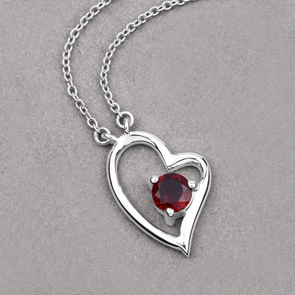 0.60 Carat Genuine Garnet .925 Sterling Silver Necklace - Necklaces - Custom Crafting Alliance, LLC