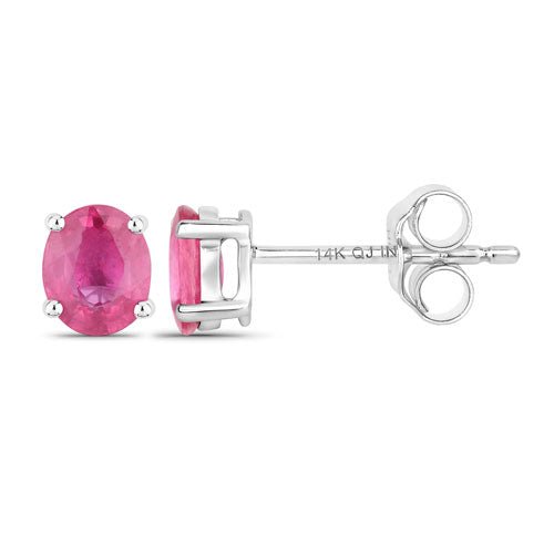 0.60 Carat Genuine Ruby 14K White Gold Earrings - Earrings - Custom Crafting Alliance, LLC