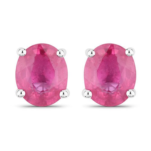 0.60 Carat Genuine Ruby 14K White Gold Earrings - Earrings - Custom Crafting Alliance, LLC