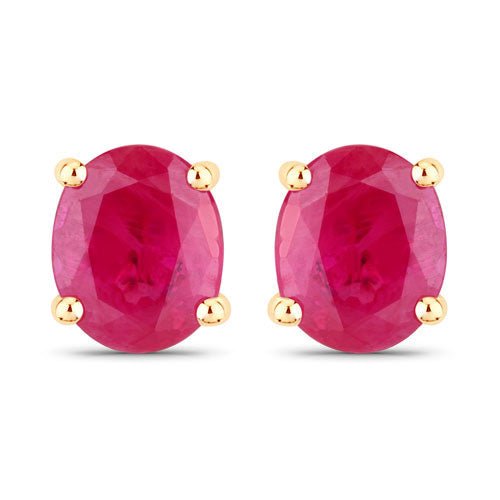 0.60 Carat Genuine Ruby 14K Yellow Gold Earrings - Earrings - Custom Crafting Alliance, LLC