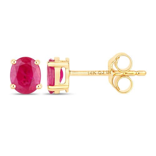 0.60 Carat Genuine Ruby 14K Yellow Gold Earrings - Earrings - Custom Crafting Alliance, LLC